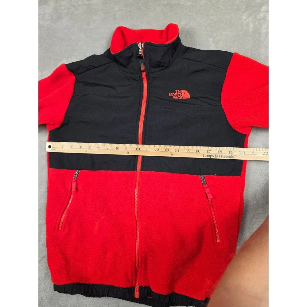 The North Face Denali Fleece Jacket Kids Boys XL Red Black Full Zip Outdoor